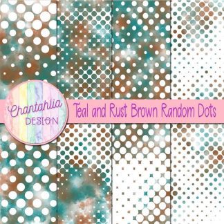 Free teal and rust brown random dots digital papers