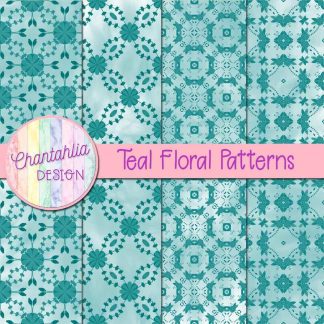 Free teal floral patterns