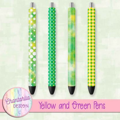 Free yellow and green pens design elements