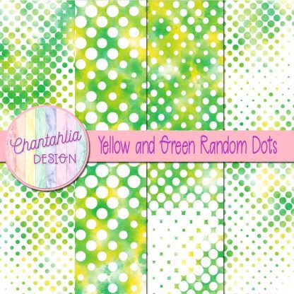 Free yellow and green random dots digital papers