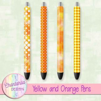 Free yellow and orange pens design elements