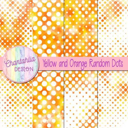 Free yellow and orange random dots digital papers