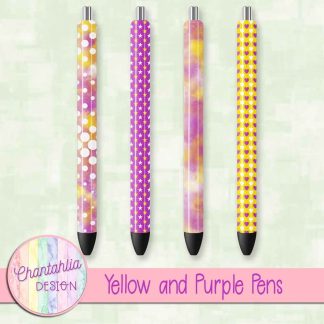 Free yellow and purple pens design elements