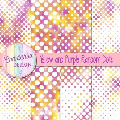 Free yellow and purple random dots digital papers