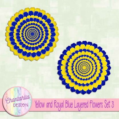 Free yellow and royal blue layered flowers