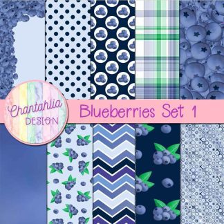 Free digital papers in a Blueberries theme.