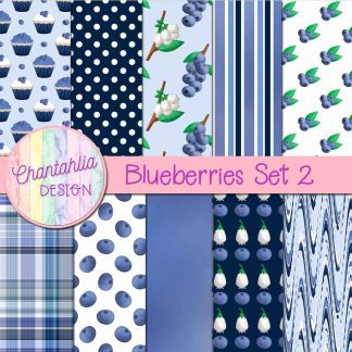 Free digital papers in a Blueberries theme.
