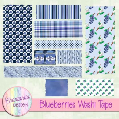 Free washi tape in a Blueberries theme.