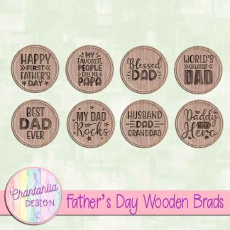 Free wooden brads in a Father's Day theme.