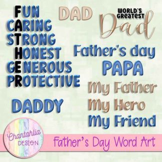 Free word art in a Father's Day theme