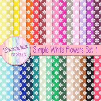 free digital papers featuring a simple white flowers design