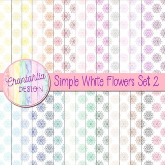 Free digital papers featuring a simple white flowers design