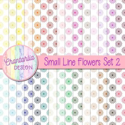 Free digital papers featuring a small line flowers design.