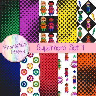 Free digital papers in a Superhero theme