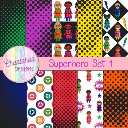 Free digital papers in a Superhero theme