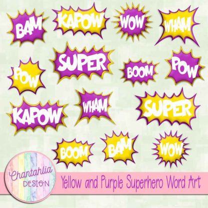 Free word art in a Superhero theme