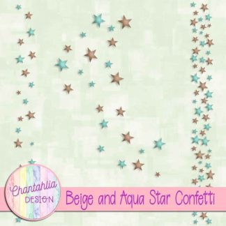Free beige and aqua star confetti