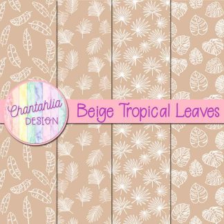 Free beige tropical leaves digital papers