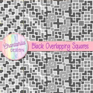 Free black overlapping squares digital papers