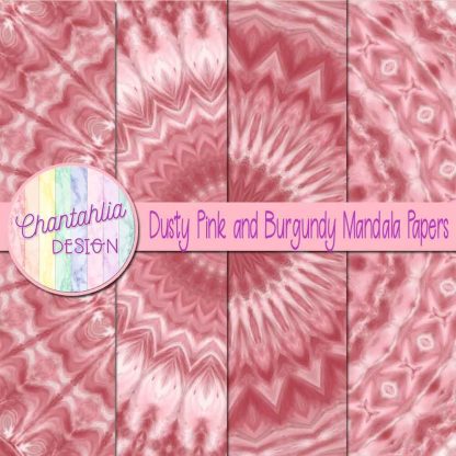 Free dusty pink and burgundy mandala digital papers