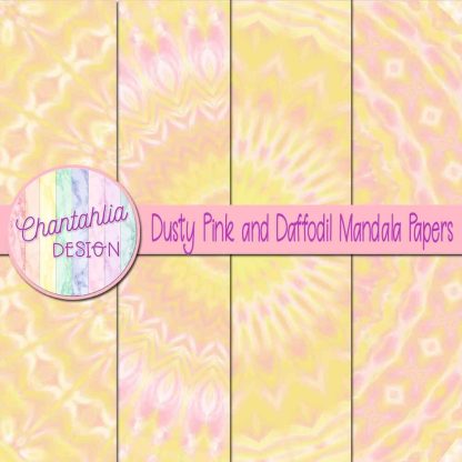 Free dusty pink and daffodil mandala digital papers
