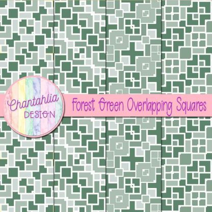 Free forest green overlapping squares digital papers