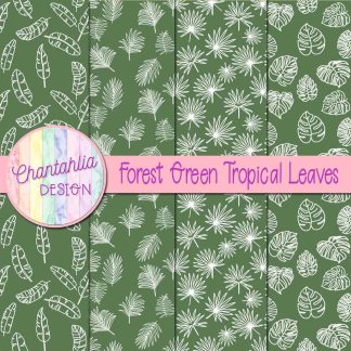 Free forest green tropical leaves digital papers