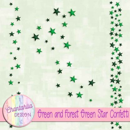 Free green and forest green star confetti