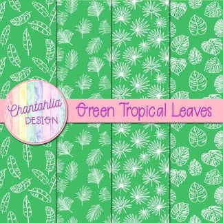 Free green tropical leaves digital papers
