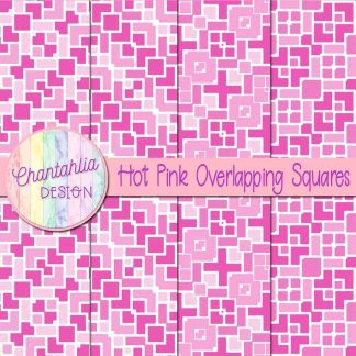 Free hot pink overlapping squares digital papers