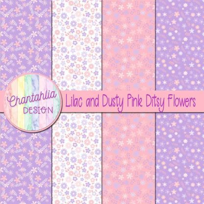 Free lilac and dusty pink ditsy flowers digital papers