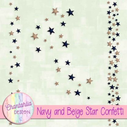 Free navy and beige star confetti