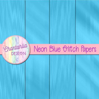 Free neon blue glitch digital papers