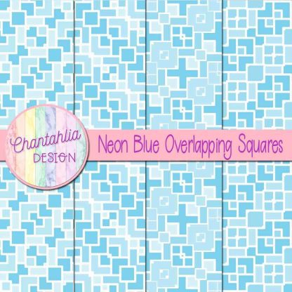 Free neon blue overlapping squares digital papers