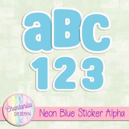 Free neon blue sticker alpha