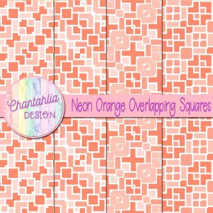 Free neon orange overlapping squares digital papers