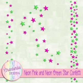 Free neon pink and neon green star confetti