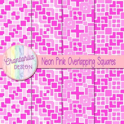 Free neon pink overlapping squares digital papers