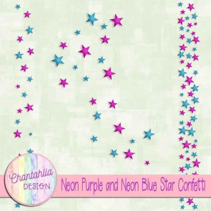 Free neon purple and neon blue star confetti