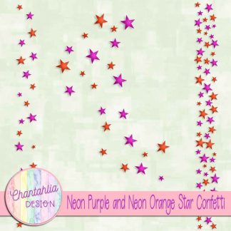 Free neon purple and neon orange star confetti