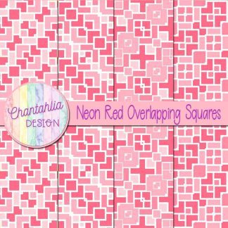 Free neon red overlapping squares digital papers