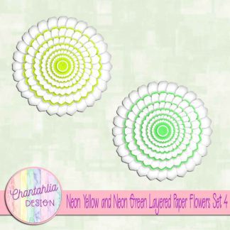 Free neon yellow and neon green layered paper flowers