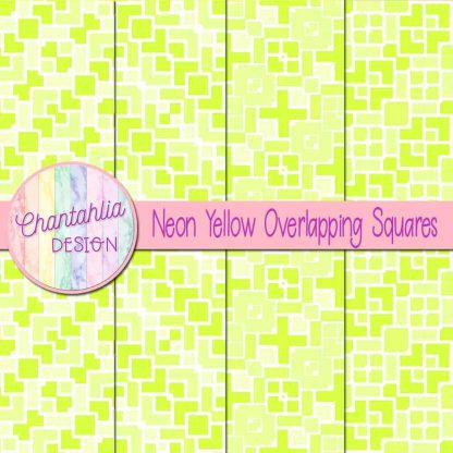 Free neon yellow overlapping squares digital papers