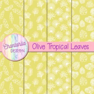 Free olive tropical leaves digital papers