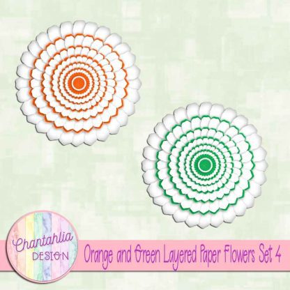 Free orange and green layered paper flowers