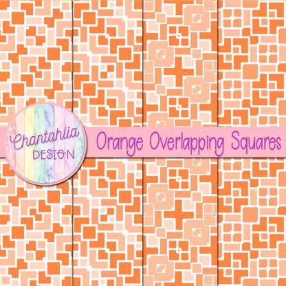 Free orange overlapping squares digital papers