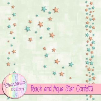 Free peach and aqua star confetti