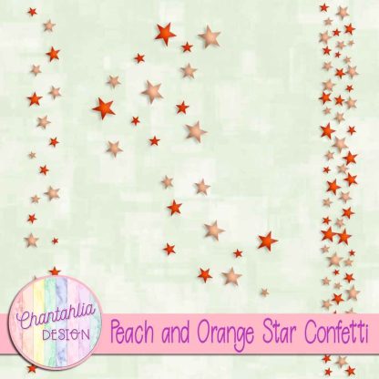 Free peach and orange star confetti