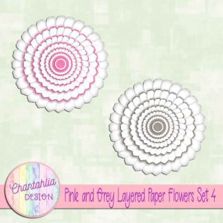 Free pink and grey layered paper flowers