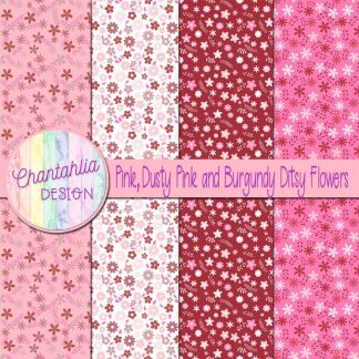 Free pink dusty pink and burgundy ditsy flowers digital papers